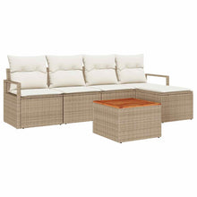 Tuinbankenset met opslag 6 pcs Beige en Crème poly rattan