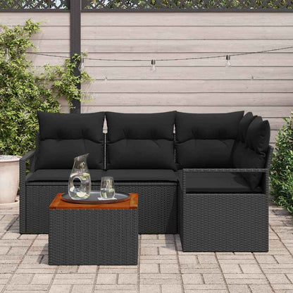 Tuinbankenset met opslag 5 pcs Zwart poly rattan