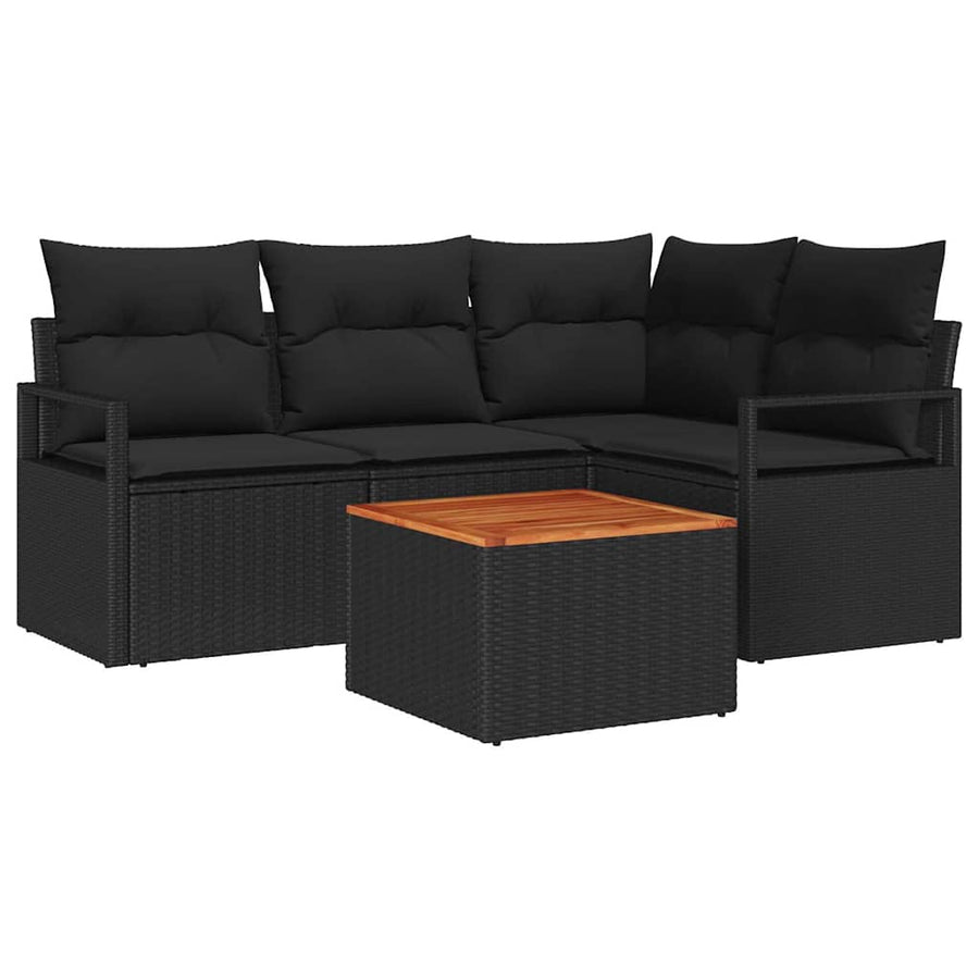 Tuinbankenset met opslag 5 pcs Zwart poly rattan