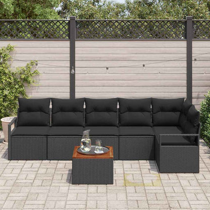 Tuinbankenset met opslag 7 pcs Zwart poly rattan