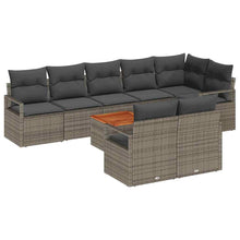 Tuinbankenset met opslag 9 pcs Grijs poly rattan
