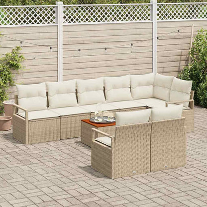Tuinbankenset met opslag 9 pcs Beige en Crème poly rattan