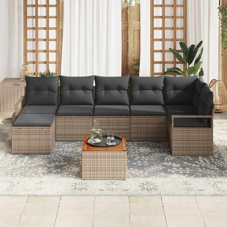 Tuinbankenset met opslag 8 pcs Grijs poly rattan