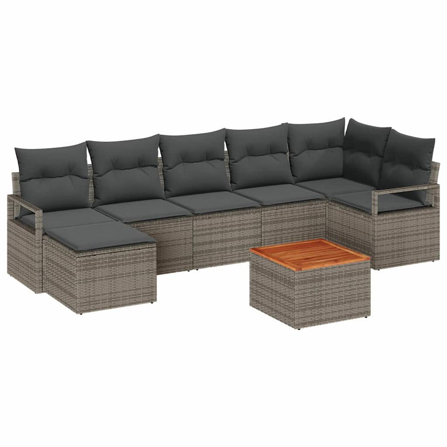 Tuinbankenset met opslag 8 pcs Grijs poly rattan