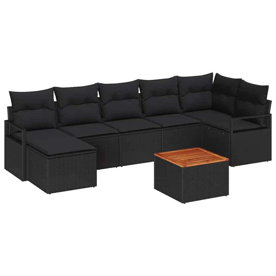 Tuinbankenset met opslag 8 pcs Zwart poly rattan