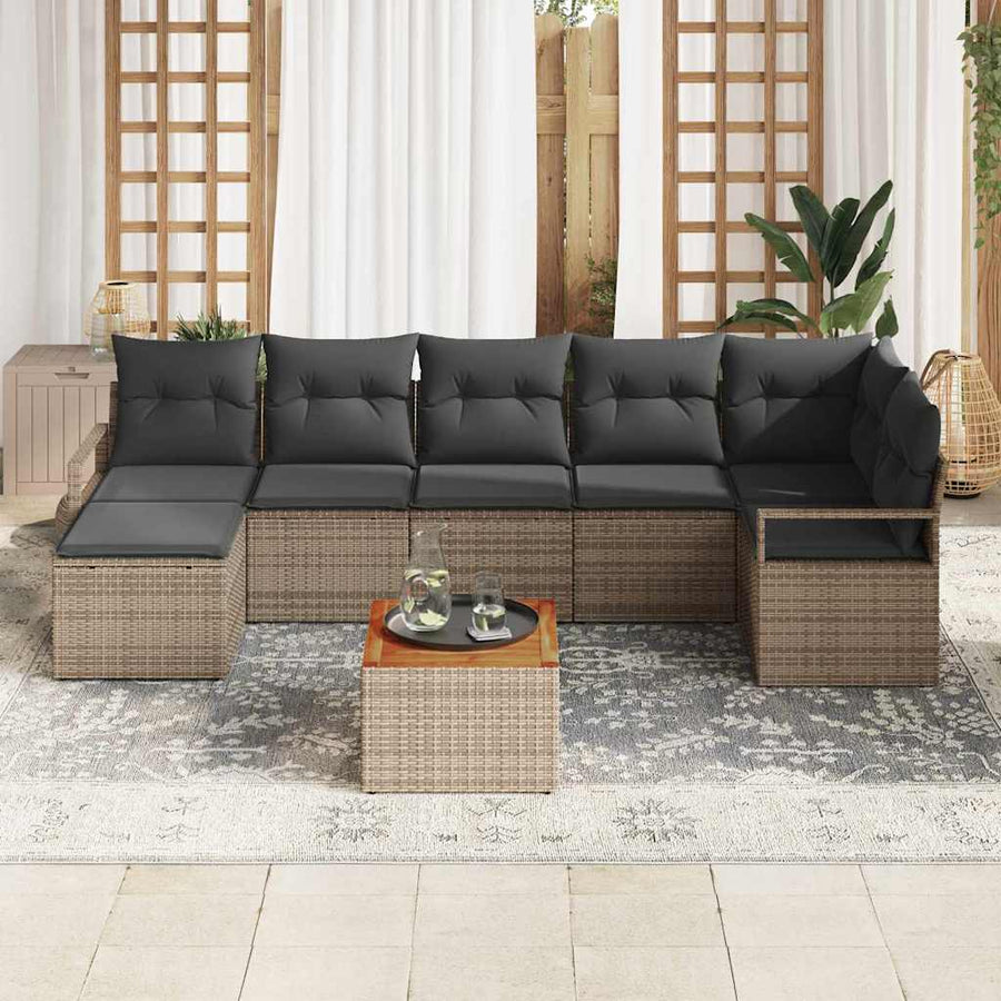 Tuinbankenset met opslag 9 pcs Grijs poly rattan