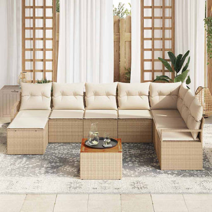 Tuinbankenset 9 st Beige en Crème poly rattan