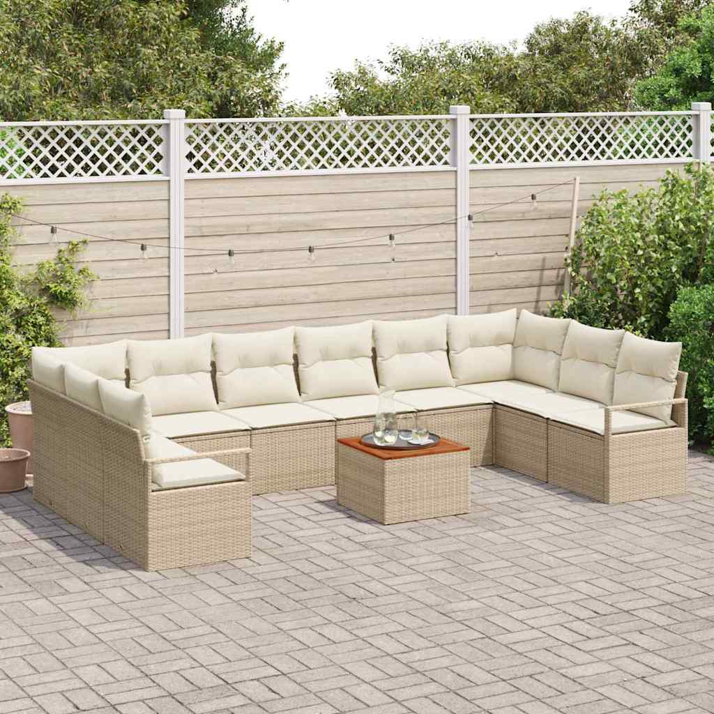 Tuin Sofa Set 11 pcs Beige en wit