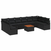 Tuinbankenset met opslag 11 pcs Zwart poly rattan