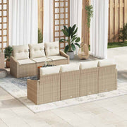 Tuinbankenset poly rattan beige crème met opslag