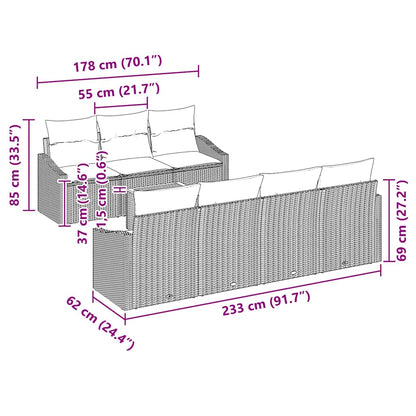 Tuinbankenset met opslag 8 pcs Beige en Crème poly rattan