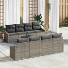 Garden Bench Set with Storage 9 pcs Grey poly rattan