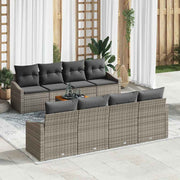 Tuinbankenset poly rattan acaciahout grijs 9-delig