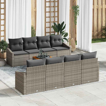 Tuinbankenset met opslag 9 pcs Grijs poly rattan