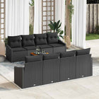 Garden lounge set with storage 9 pcs Black poly rattan