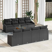 Tuinbankenset poly rattan 9-delig zwart