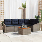 Tuinbankenset modulair 5 pers. poly rattan acaciahout grijs marineblauw