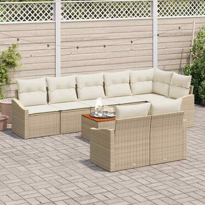 Tuinbankenset met opslag 9 pcs Beige en Crème poly rattan