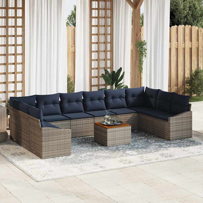Tuinbankenset 11 pcs Grijs en Marineblauw