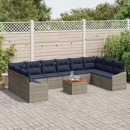Tuinbankenset 11 pcs Grijs en Marineblauw