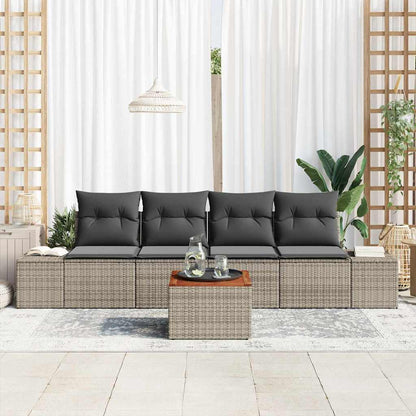 Tuinbankenset met opslag 5 pcs Grijs poly rattan