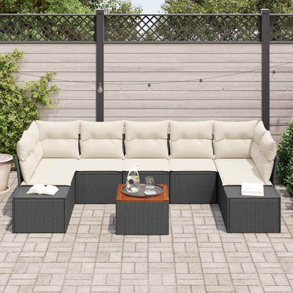 Tuinbankenset met opslag 8 pcs Zwart en Crème poly rattan