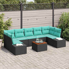 Tuinbankenset 8 st Zwart en Turquoise poly rattan