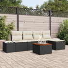 Garden Lounge Set with Storage 6 pcs Black and Cream poly rattan
