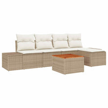 Tuinbankenset met opslag 6 pcs Beige en Crème poly rattan