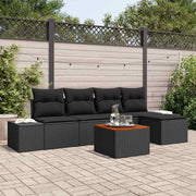 Tuinbankenset poly rattan met opslag 6-delig zwart