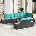 Tuin Sofa Set 9 st Zwart en turquoise