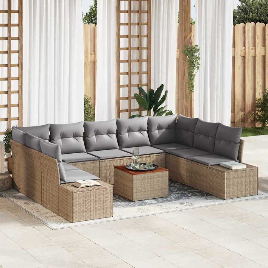 Tuin Sofa Set 10 pcs beige en lichtgrijs