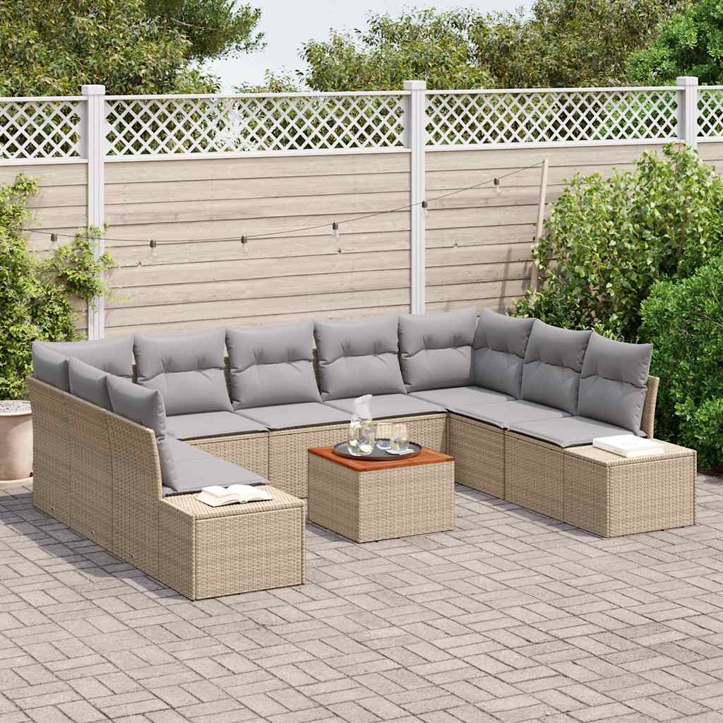 Tuin Sofa Set 10 pcs beige en lichtgrijs