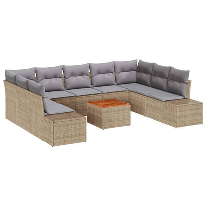 Tuin Sofa Set 10 pcs beige en lichtgrijs