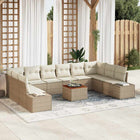 Garden Sofa Set 11 pcs Beige and White
