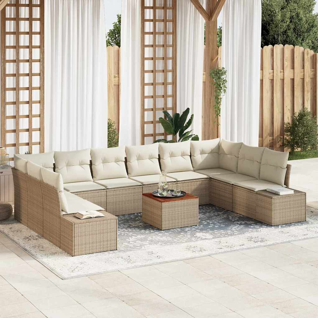 Tuin Sofa Set 11 pcs Beige en wit