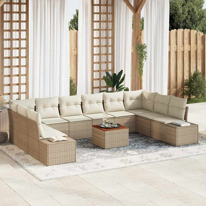 Tuin Sofa Set 11 pcs Beige en wit