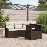 Tuinbank set poly rattan bruin 5-delig