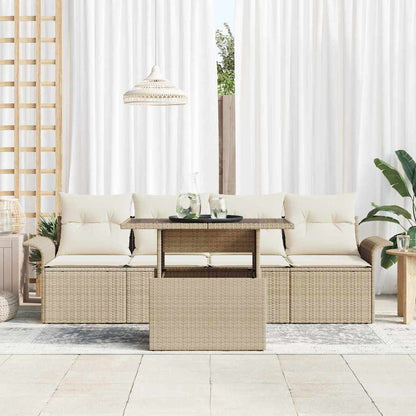 Tuin Sofa Set met kussen met opslag 5 pcs Beige Poly Rattan