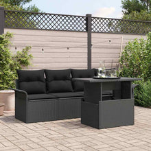Tuin Sofa Set met kussen met opslag 5 pcs Zwart Poly Rattan