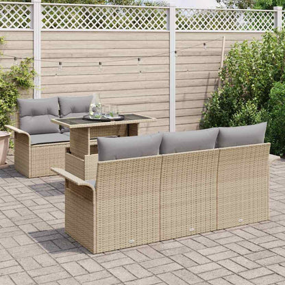 Tuin Sofa Set met kussen met opslag 6 pcs Beige Poly Rattan