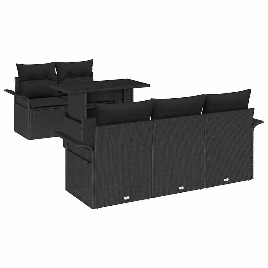 Tuin Sofa Set met kussen met opslag 6 pcs Zwart Poly Rattan