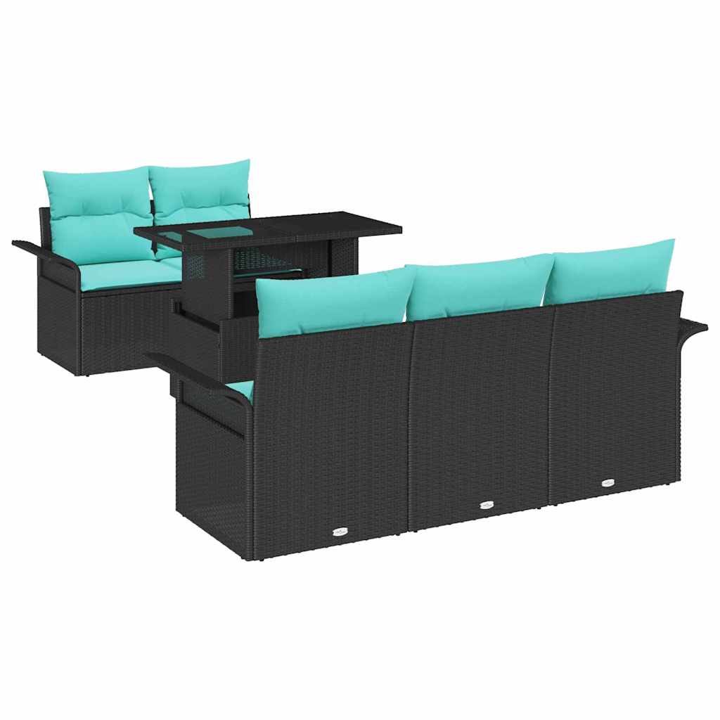 Tuin Sofa Set met kussen met opslag 6 pcs Zwart Poly Rattan