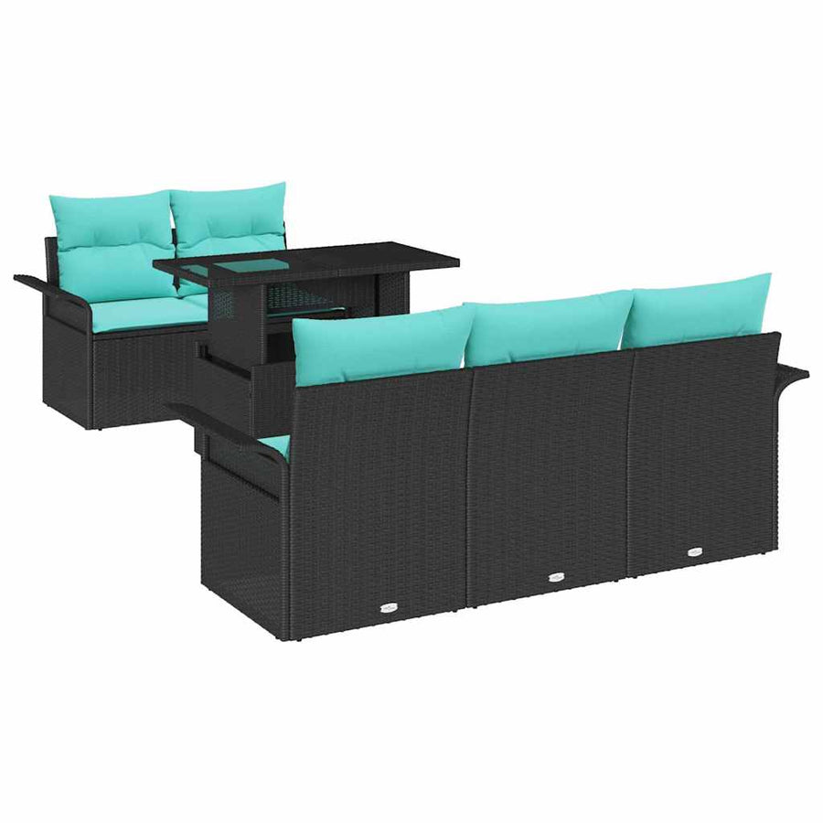 Tuin Sofa Set met kussen met opslag 6 pcs Zwart Poly Rattan