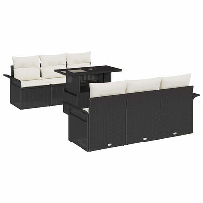 Tuin Sofa Set met kussen met opslag 7 pcs Zwart Poly riet