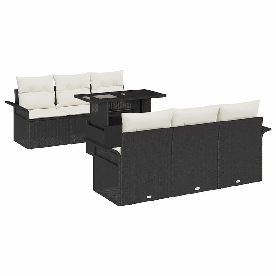 Tuin Sofa Set met kussen met opslag 7 pcs Zwart Poly riet