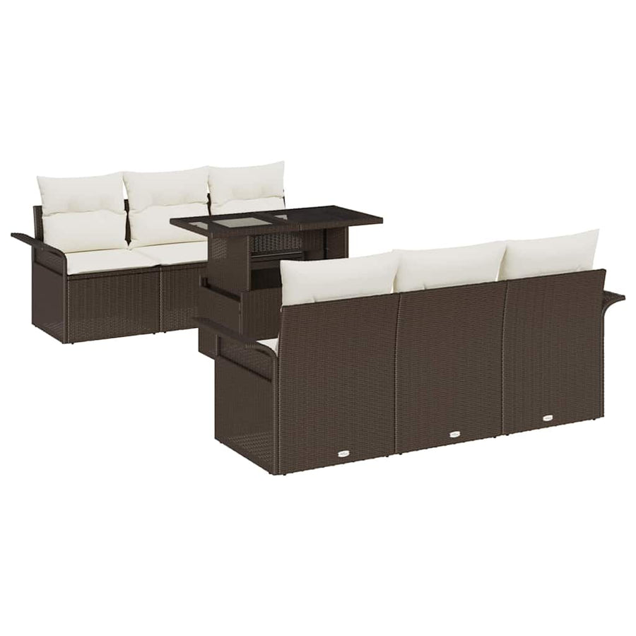 Tuin Sofa Set met kussen met opslag 7 pcs Bruin Poly riet