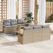 Tuin Sofa Set met kussen met opslag 7 pcs Beige Poly Rattan