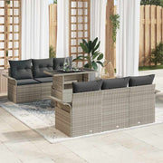 Tuinset poly rattan lichtgrijs 7-delig