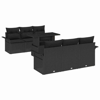 Tuin Sofa Set met kussen met opslag 7 pcs Zwart Poly Rattan